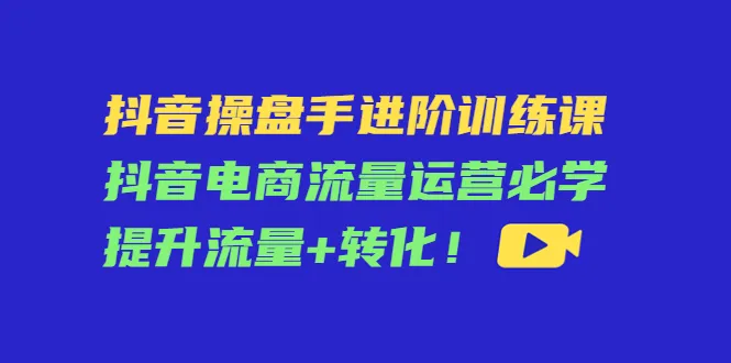 抖音电商流量运营必学：提升流量 转化的进阶训练课程-网赚项目