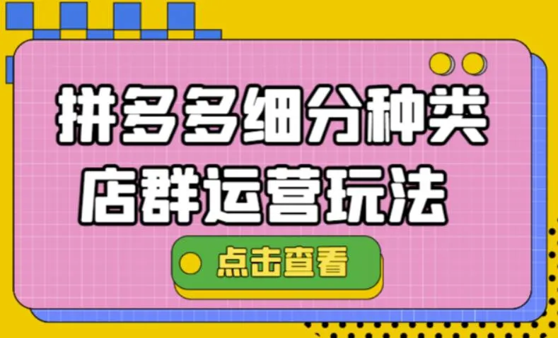 探索拼多多细分种类店群运营的最新玩法：小白也能轻松上手的11月教程-网赚项目