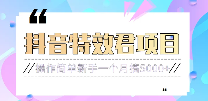 抖音特效师赚钱教程：解密3个月收入更多万的保姆级方法-网赚项目