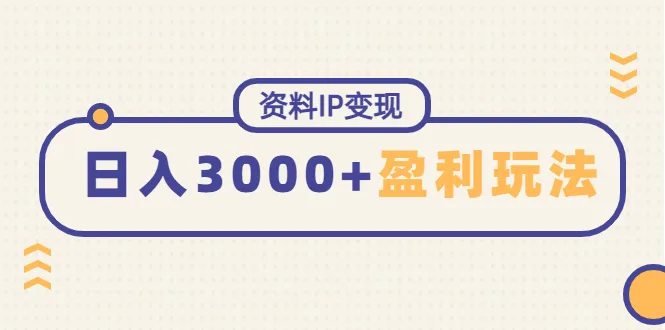 揭秘资料IP变现的3大盈利模式，稳定增加日收入的持续性盈利玩法-网赚项目