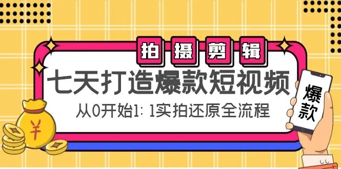 七天打造爆款短视频：手机拍摄与剪辑全流程解析-网赚项目