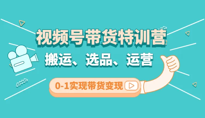 视频号带货特训营 第3期：全面解析视频号带货模式，从选品到变现一网打尽！-网赚项目