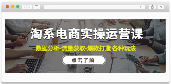 淘系电商实操运营课程：数据分析流量获取爆款打造各种玩法全解析-网赚项目