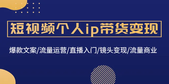 掌握短视频IP个人带货：爆款文案、流量运营与直播变现全攻略-网赚项目