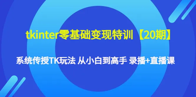 掌握TK玩法，开启新商机：深度解读tkinter零基础变现特训【20期】-网赚项目