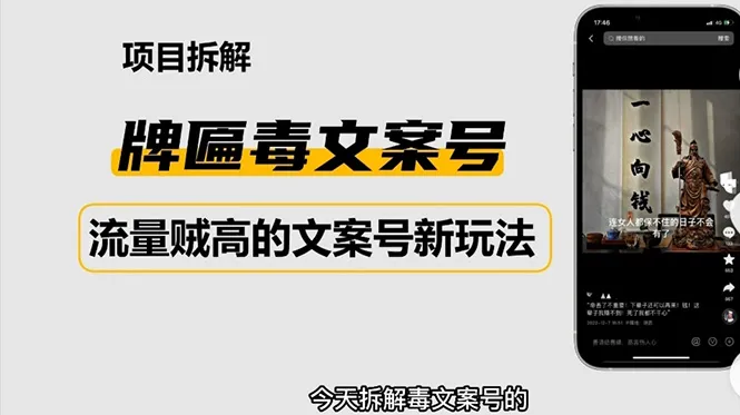 抖音快手毒文案新玩法揭秘：牌匾文案号变现攻略-网赚项目