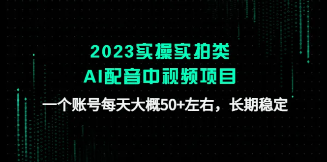 深度解析：实拍类AI配音中视频项目，长期稳定赚钱的秘诀揭秘！-网赚项目