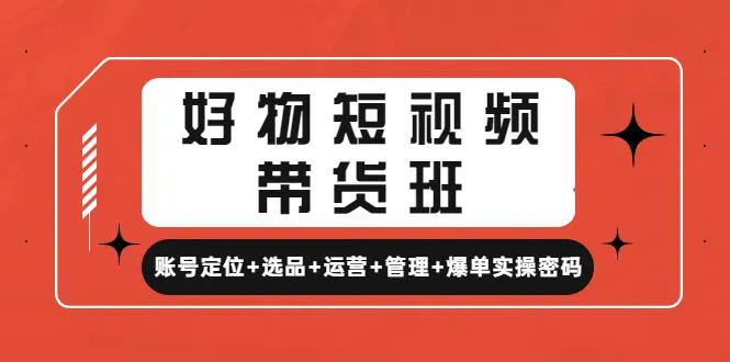 掌握短视频带货秘籍：账号定位、选品、运营、管理，爆单实操全解析！-网赚项目