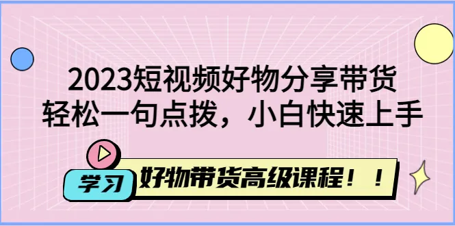 掌握短视频好物带货技巧，轻松上手高级课程-网赚项目