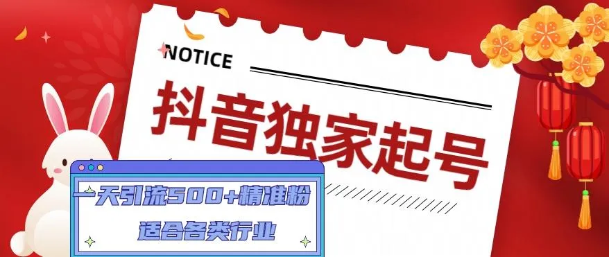 抖音号码起步指南：一天引流500 精准粉，行业通用的起号技巧（视频课程）-网赚项目