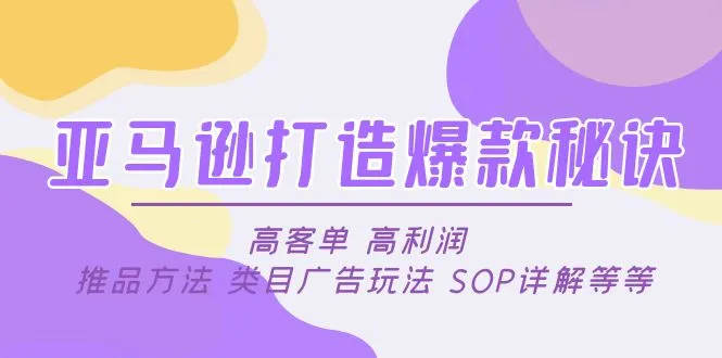 揭秘亚马逊爆款打造之道：高客单、高利润、产品推广策略与SOP全解析-网赚项目