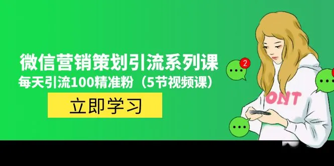 精准用户引流：微信营销策划系列课程，每日吸引百粉！-网赚项目