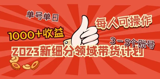 2023年新细分领域带货计划：突破万人带货新模式-网赚项目