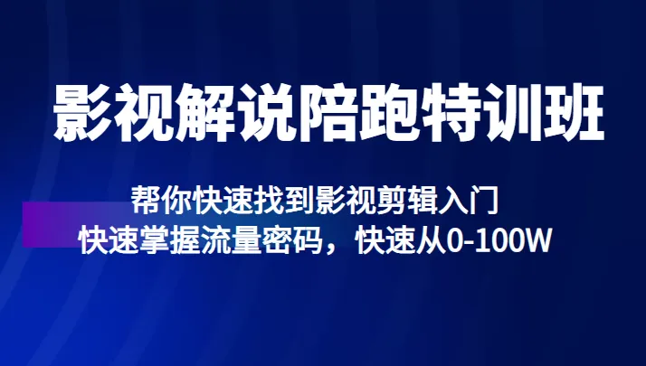 影视解说陪跑特训班：掌握剪辑技巧、流量密码，从零到100W流量！-网赚项目