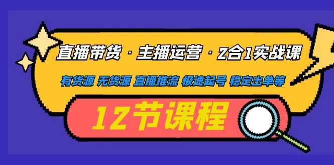 直播带货实战课：极速起号、稳定出单、主播运营攻略-网赚项目