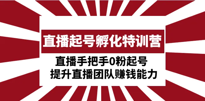 直播赚钱利器：直播起号孵化特训营，零粉丝也能成为直播达人！-网赚项目