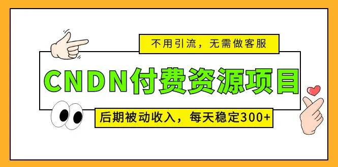 CNDN付费资源项目：无需引流，零客服压力，轻松实现后期被动收入-网赚项目