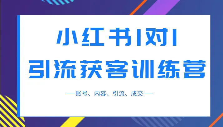 解锁小红书1对1引流获客训练营：账号管理、内容创作、引流技巧全掌握-网赚项目