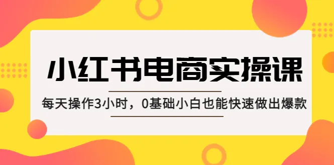 零基础必看小红书电商实战课程，只需每天*小时！轻松打造畅销爆款-网赚项目