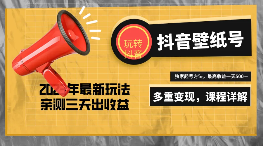 20天快速起号，抖音壁纸号日收入不断攀升＋，实操教学全解析！-网赚项目