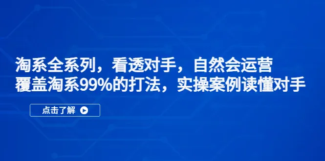 掌握淘宝运营技巧，洞悉对手策略，实战案例解析，打造高效店铺攻略-网赚项目