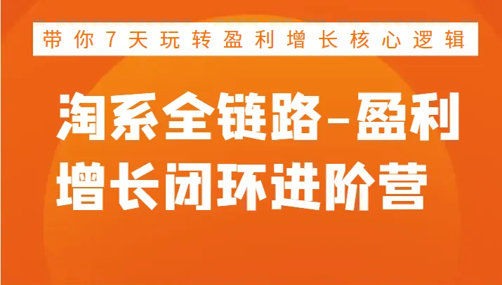 掌握淘系全链路-盈利增长闭环进阶营,7天精通核心逻辑!-网赚项目