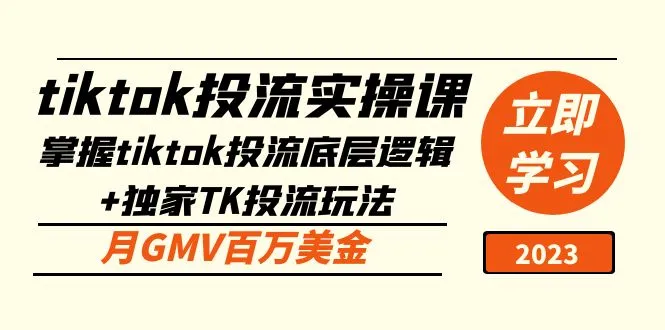 掌握TikTok投放内幕：解读底层逻辑与独家玩法，助你提升月GMV-网赚项目