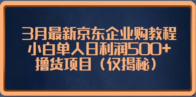 掌握最新撸货技巧：京东企业购教程揭秘-网赚项目