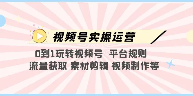 从零开始，掌握视频号运营的关键技巧和实操指南-网赚项目