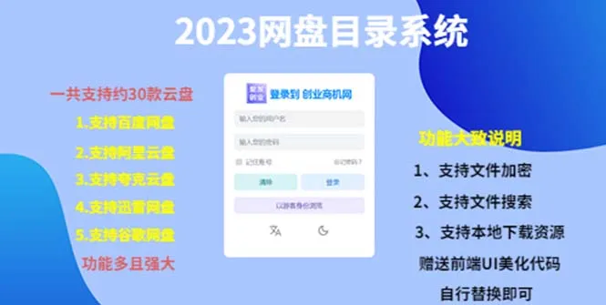 30 款主流云盘一键安装！网盘目录运营系统教学专案-网赚项目