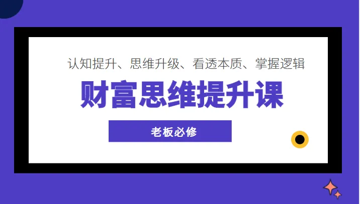 老板必备：财富思维提升课，全面认知升级，洞悉商业本质，掌握顶级逻辑-网赚项目