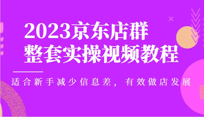 2023年最新版：京东店群实战指南-网赚项目