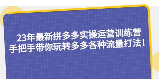 拼多多实操运营培训-网赚项目