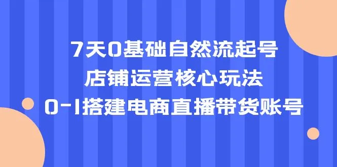 7天学会自然流量打造！零基础从0到1搭建电商平台直播带货账号-网赚项目