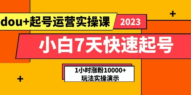 抖音运营新趋势揭秘：1小时涨粉10000 实操课，小白快速起号全攻略！-网赚项目