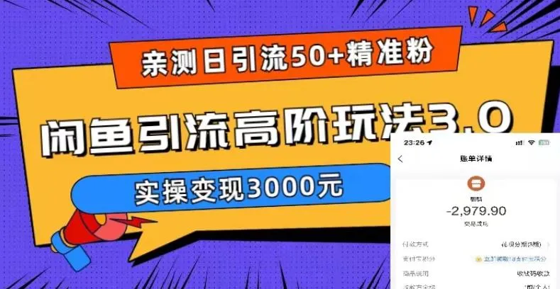 闲鱼引流3.0日吸50精准粉丝：实操技巧-网赚项目