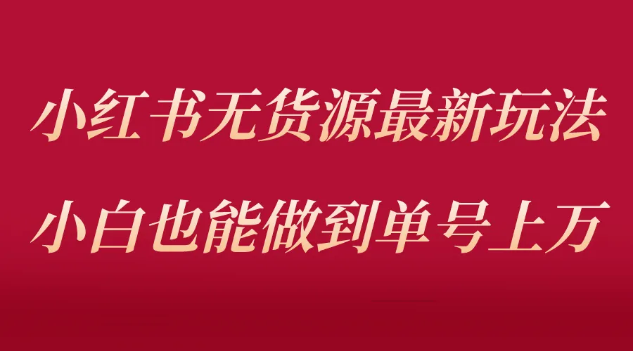 小红书无货源最新玩法，轻松月增更多！-网赚项目