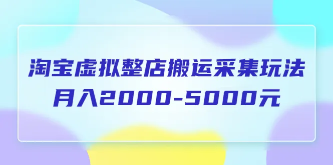 ！淘系平台虚拟整店采集玩法分享课-网赚项目