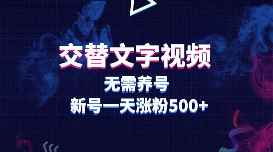 掌握文字视频制作技巧，每日涨粉500 ，无需养号！-网赚项目