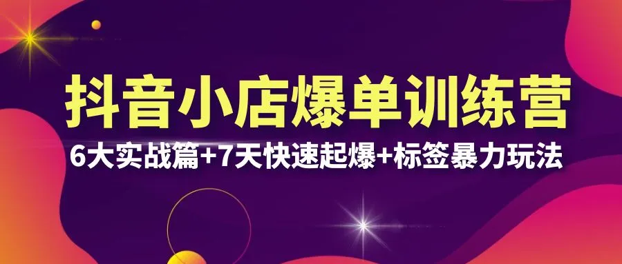 抖音小店爆单实操指南：VIP实战课程-网赚项目