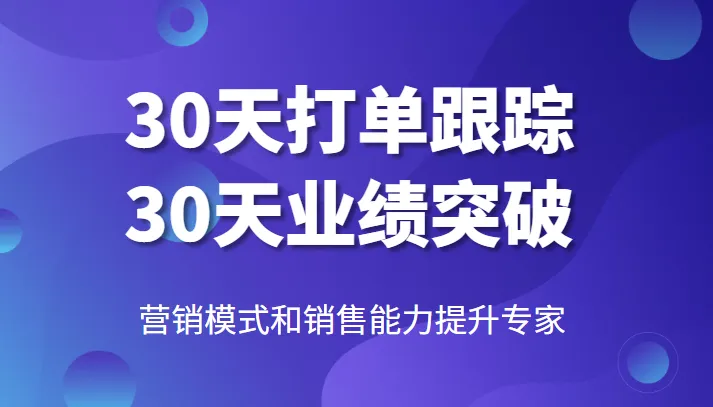 30天内打破僵局：提升销售能力，成为营销模式与销售能力提升专家-网赚项目