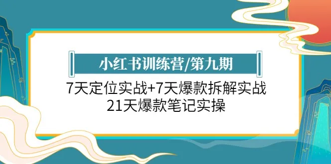 小红书运营技巧：9天定位实战 7天爆款拆解实操，21天爆款笔记实操指南-网赚项目