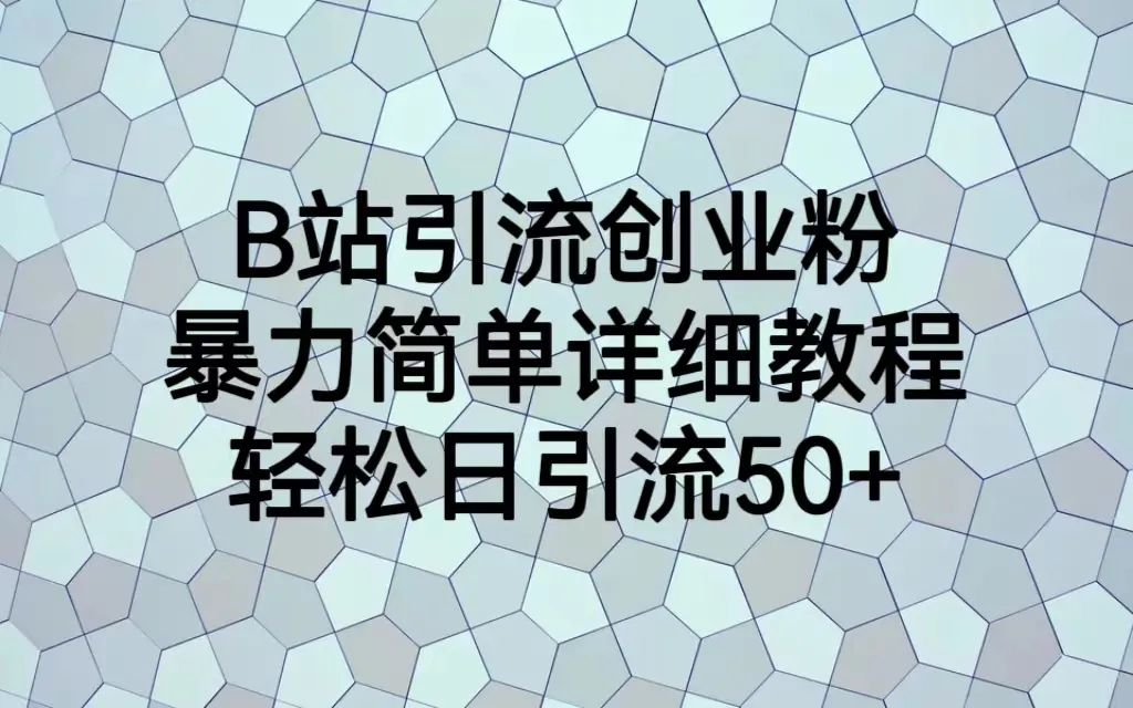 B站引流创业粉：轻松日引50 的实战攻略-网赚项目