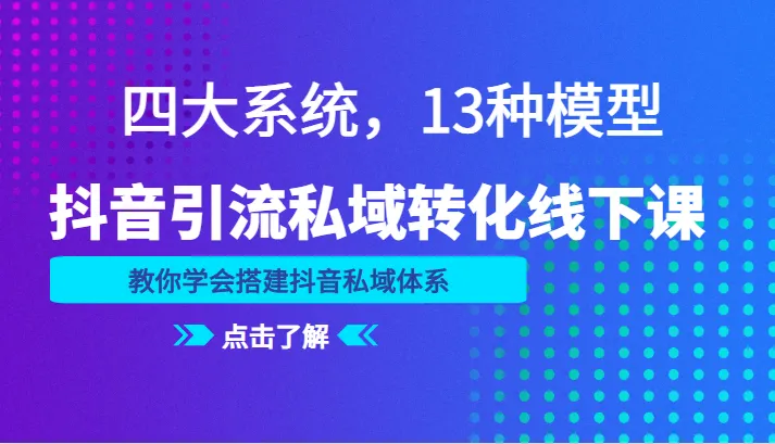 抖音私域引流转化全攻略：解密13种模型，打造稳健营销体系-网赚项目