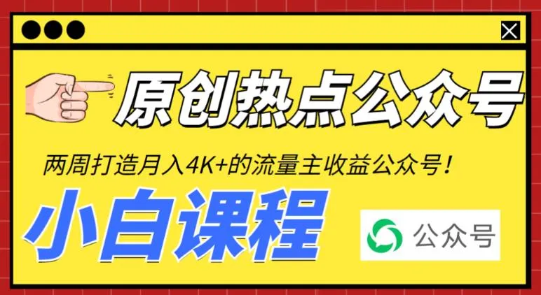 两周时间精通微信公众号运营：月入4k 的流量主赚钱指南-网赚项目