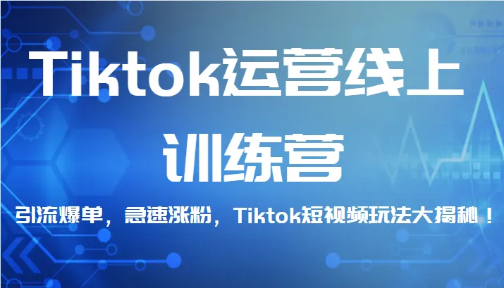 TikTok短视频运营实战班：快速增粉、爆单引流技巧-网赚项目