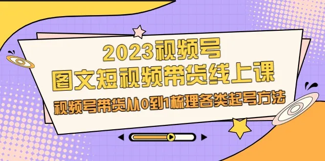 从零开始：2023视频号带货课程，视频号带货方法全揭秘！-网赚项目