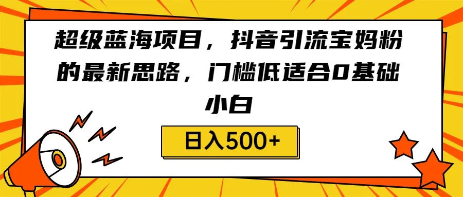 抖音引流赚钱秘籍：超级蓝海项目解析，0基础小白轻松日收入不断攀升-网赚项目