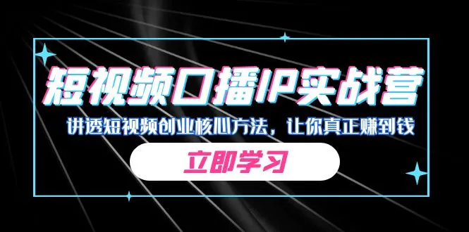 短视频口播IP实战营：教你掌握核心赚钱技巧-网赚项目