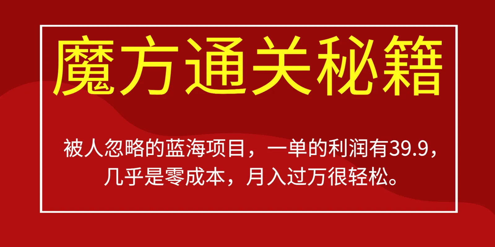 揭秘被忽略的蓝海项目：零成本、高利润的魔方通关秘籍-网赚项目